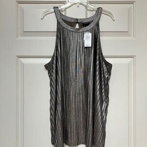 Torrid K Gold Metallic Goddess Tank 3X Pleated Halter New Glam Party NYE Luxury‎